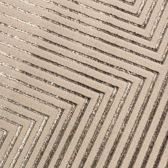 Moderner Wohnzimmerteppich pflegeleicht geometrisches Muster in Beige
