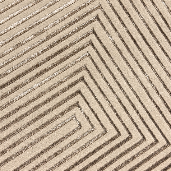 Moderner Wohnzimmerteppich pflegeleicht geometrisches Muster in Beige