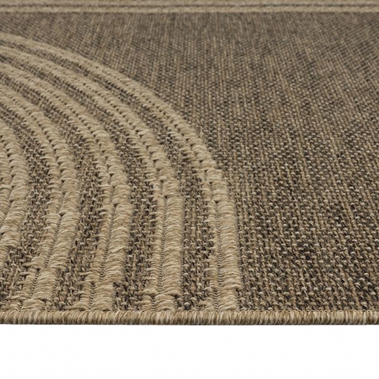 Moderner beige-brauner In- und Outdoor Teppich mit Bogenmuster