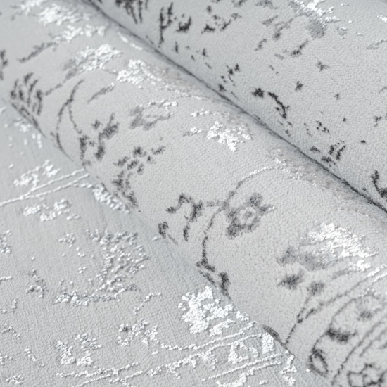 Preview: Teppich Grau Ornament Muster Vintage Stil Wohnzimmer