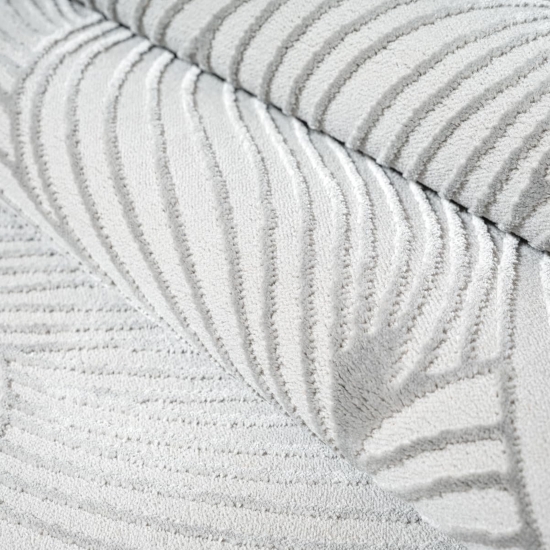 Preview: Teppich Silber Wellenmuster weich modern für Wohnzimmer