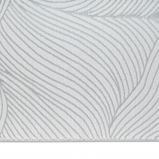 Preview: Teppich Silber Wellenmuster weich modern für Wohnzimmer