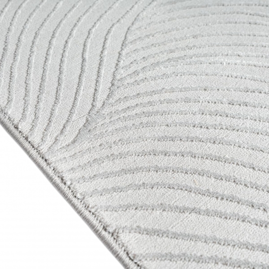 Teppich Silber Wellenmuster weich modern für Wohnzimmer