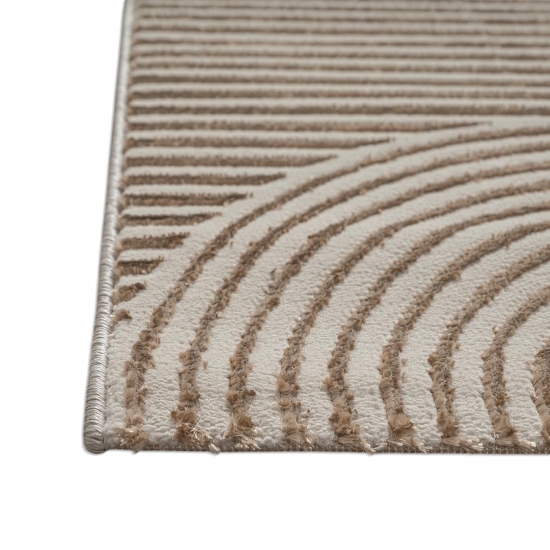 Teppich Beige Linien Muster modern Wohnzimmer