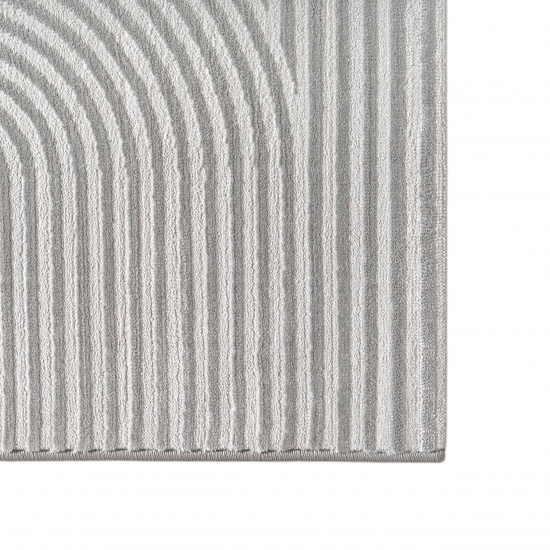 Preview: Teppich Grau Linien Design modern Wohnzimmer