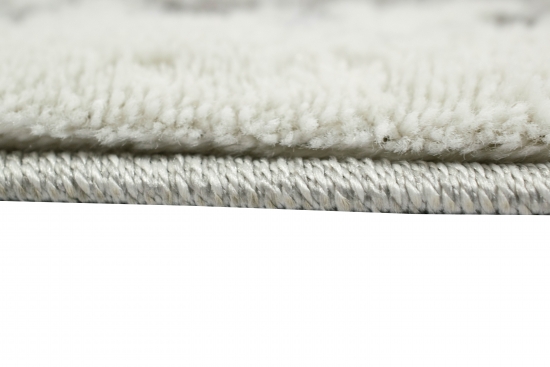 Teppich Kurzflor Designerteppich - Läufer 80x300 cm - in grau creme