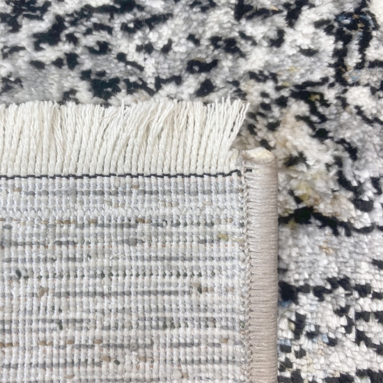 Abstrakter Orient-Seidenoptik Teppich | glänzend | orange grau