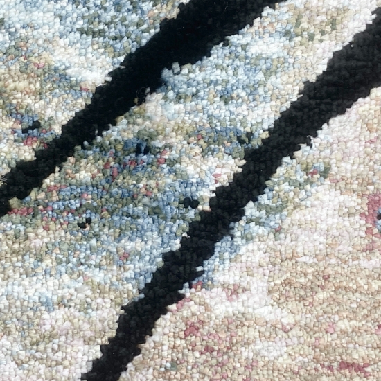 Abstrakt-moderner Teppich | Seidenoptik weich | blau schwarz