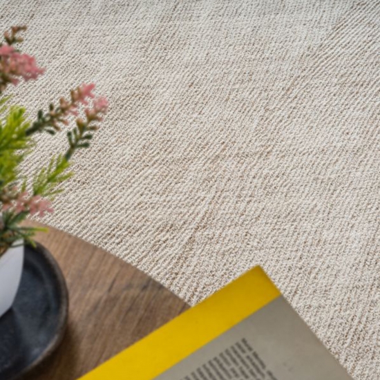 Preview: Teppich beige modern Linienstruktur weich pflegeleicht