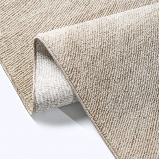 Preview: Teppich beige modern Linienstruktur weich pflegeleicht