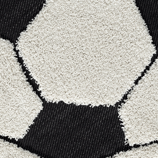 Runder Kinder-Fußballteppich in weiß schwarz mit 3D-Effekt: Einzigartige Spielfreude für das Kinderzimmer