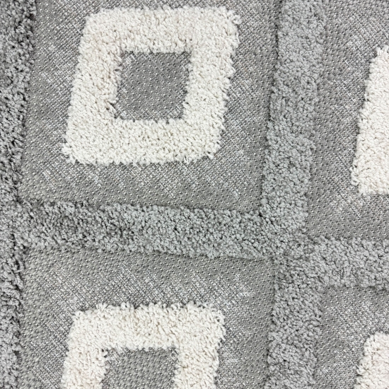 Preview: Moderner Wohnzimmerteppich Schlafzimmerteppich mit Rautenmuster in Grau und Beige – Hoch-Tief-Effekt Preview: Moderner Wohnzimmerteppich Schlafzimmerteppich mit Rautenmuster in Grau und Beige – Hoch-Tief-Effekt