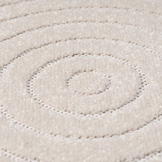 Preview: Outdoor Teppich Beige rund modern pflegeleicht für Balkon Terrasse