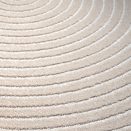 Preview: Outdoor Teppich Beige rund modern pflegeleicht für Balkon Terrasse