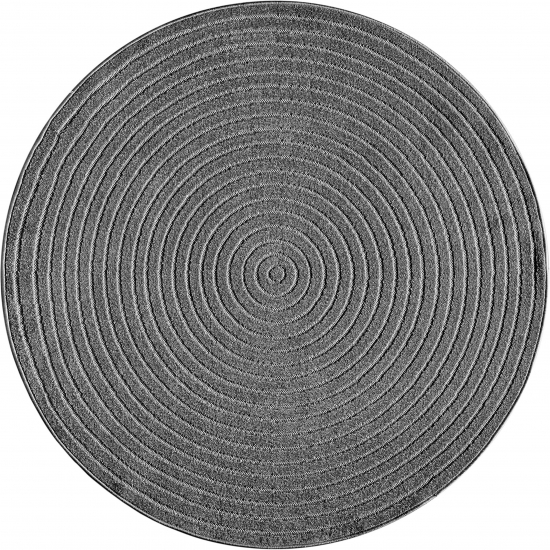 Preview: Outdoor Teppich Light Anthrazit rund modern wetterfest für Balkon Terrasse
