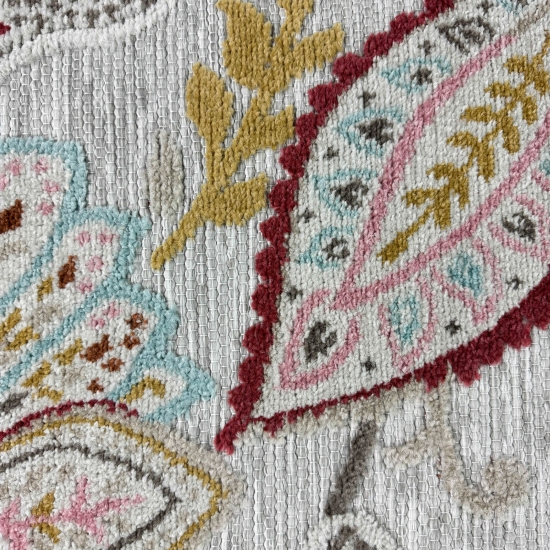 Robuster In- & Outdoor Teppich modern pflegeleicht & flachgewebt mit orientalischem Muster in Bunt