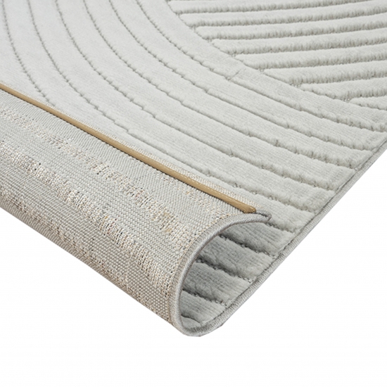 Preview: Wohnzimmerteppich mit niedrigem Flor und besonderem Linienmuster in Grau Preview: Wohnzimmerteppich mit niedrigem Flor und besonderem Linienmuster in Grau