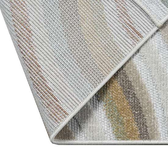 In- & Outdoor Teppich Wellenmuster modern flachgewebt wetterfest & pflegeleicht beige grün grau