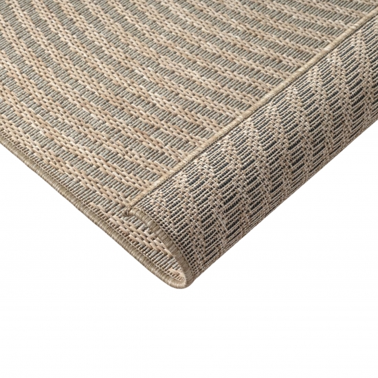 Teppich Outdoor grafisches Linienmuster wetterfest Terrasse Balkon Beige