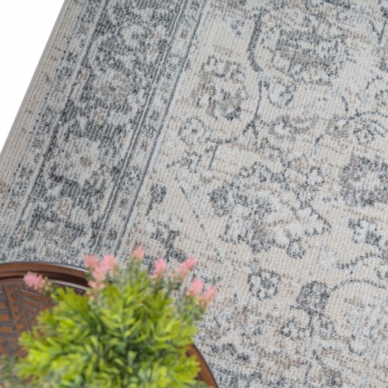 Teppich Vintage Ornamentmuster Outdoor Wohnzimmerteppich grau