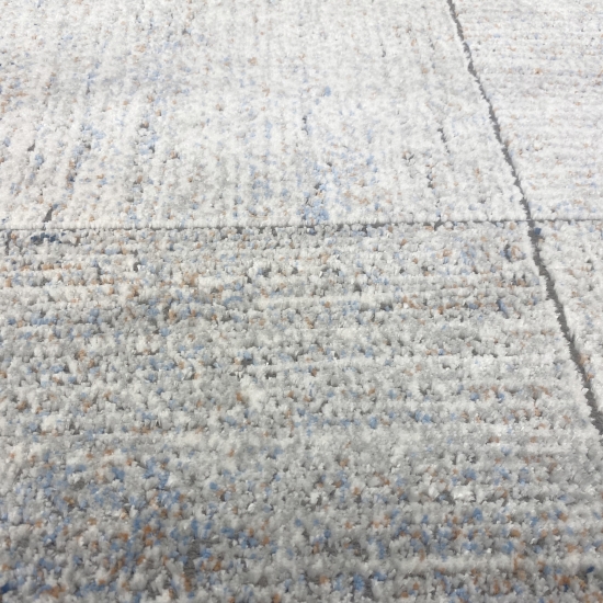 Preview: Wohnzimmer Teppich – quadratisches Muster – in grau Preview: Wohnzimmer Teppich – quadratisches Muster – in grau