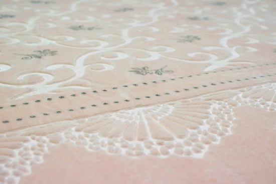 Tagesdecke Bettüberwurf Decke mit Ornamenten in Pastell Rosa