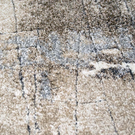 Preview: Moderner Teppich Beige Braun Grau Vintage Optik weich Wohnzimmer stilvoll