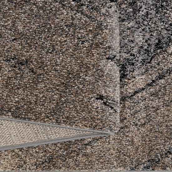 Moderner Teppich Braun Beige Kreis Design weich Wohnzimmer stilvoll