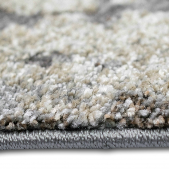 Moderner Teppich Creme Grau Marmor Design weich Wohnzimmer elegant