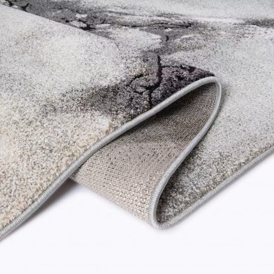 Preview: Moderner Teppich Grau Creme Steinoptik Riss Design weich Wohnzimmer