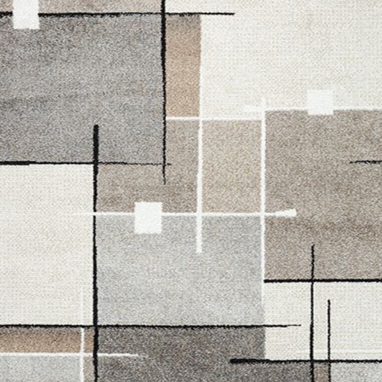 Moderner Teppich mit grafischem Muster in Beige, Grau und Creme – Eleganter Blickfang für jeden Raum