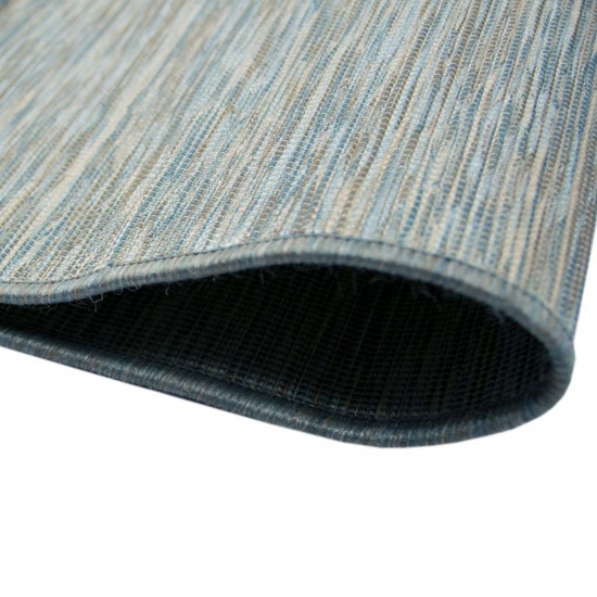 Teppich Modern Flachgewebe Küchenteppich Indoor Teppich Outdoor Teppich beidseitig nutzbar Farbe Blau Beige