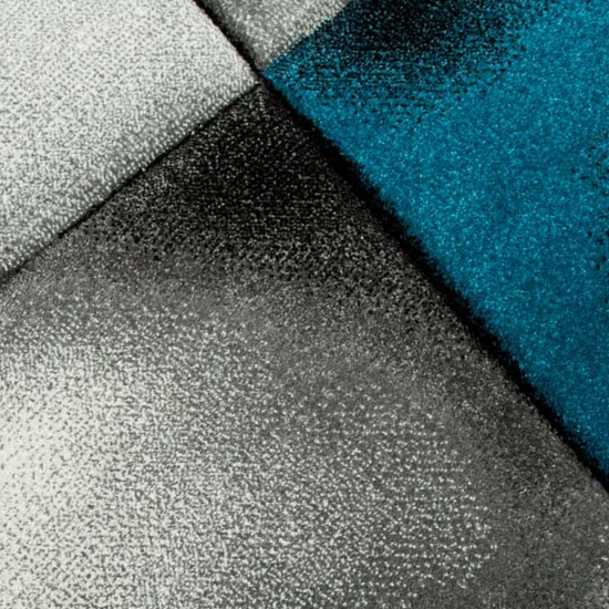Designer Teppich Moderner Teppich Wohnzimmer Teppich Kurzflor Teppich mit Konturenschnitt Karo Muster Türkis Grau Weiß Schwarz