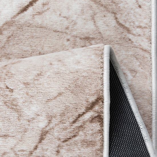 Modern-abstrakter Marmor Kurzflor Teppich Schlafzimmer beige