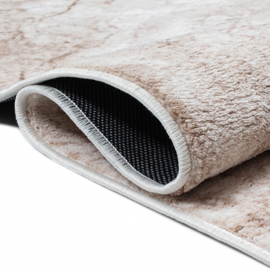 Modern-abstrakter Marmor Kurzflor Teppich Schlafzimmer beige