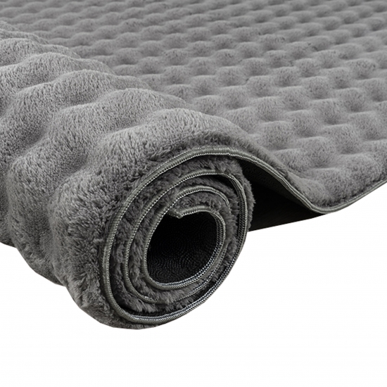 Wohnzimmerteppich Schlafzimmerteppich kuschelig weich flauschig hoch tief Effekt punkte Design allergikerfreundlich in Anthrazit