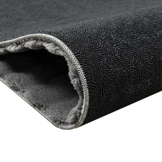 Wohnzimmerteppich Schlafzimmerteppich kuschelig weich flauschig hoch tief Effekt punkte Design allergikerfreundlich in Anthrazit