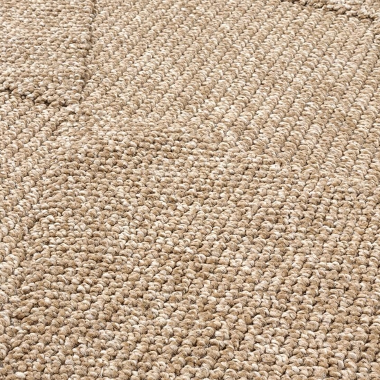 Preview: Teppich In- und Outdoor mit Jute-Optik vielseitig einsetzbar in Beige/Braun