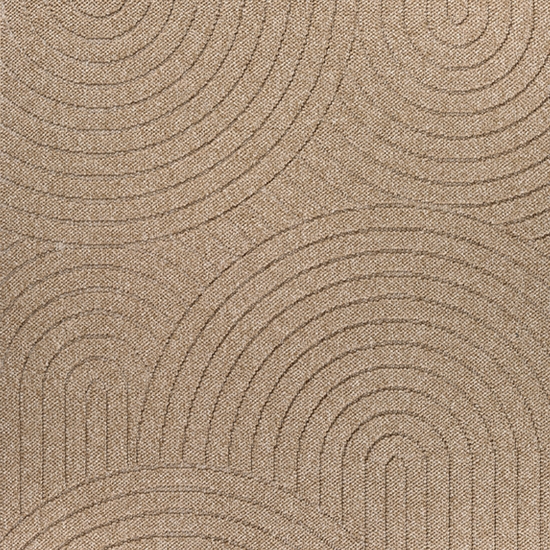 Teppich In- und Outdoor mit Kreislinien-Muster in Beige für moderne Wohn- und Außenbereiche