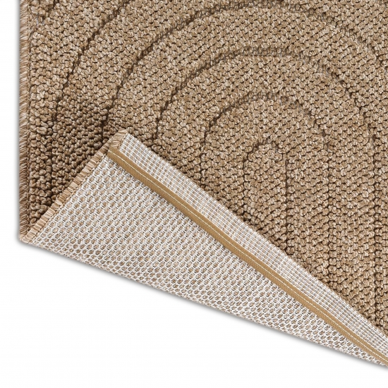 Teppich In- und Outdoor mit Kreislinien-Muster in Beige für moderne Wohn- und Außenbereiche