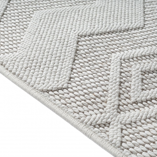 Boho Teppich mit moderner Loop-Struktur für Wohnräume Creme