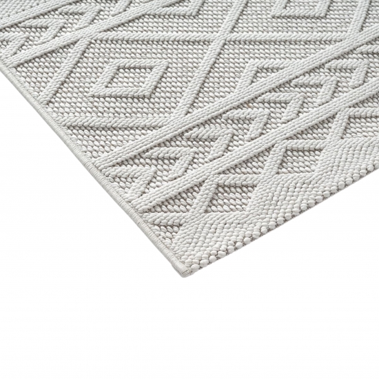 Boho Teppich mit moderner Loop-Struktur für Wohnräume Creme