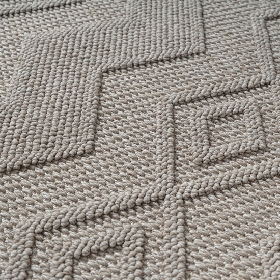 Preview: Boho Teppich mit moderner Loop-Struktur für Wohnräume Beige