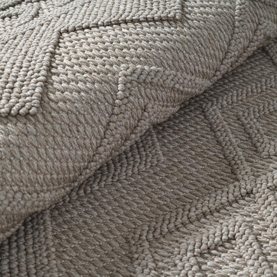 Preview: Boho Teppich mit moderner Loop-Struktur für Wohnräume Beige