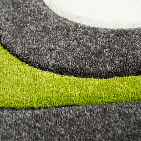 Preview: Teppich mit geschwungenen Linien | grün grau weiß Preview: Teppich mit geschwungenen Linien | grün grau weiß