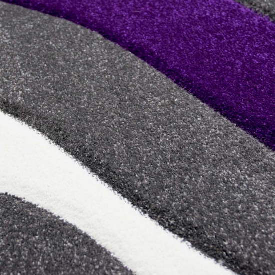 Preview: Wellenmuster Designer Teppich in lila grau weiß | pflegeleicht Preview: Wellenmuster Designer Teppich in lila grau weiß | pflegeleicht