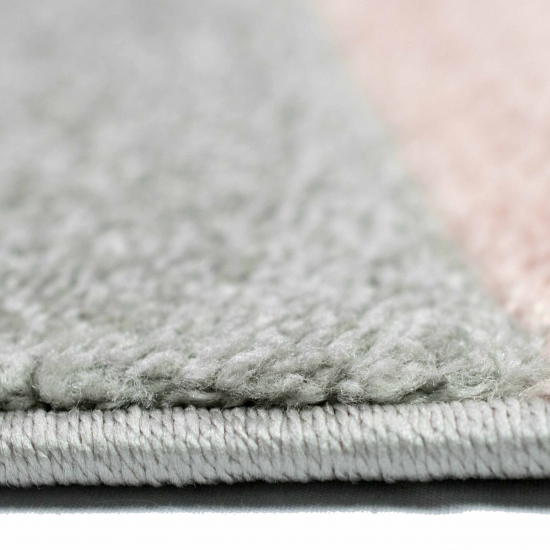 Rosa grauer Teppich mit Wellendesign | pflegeleicht& praktisch