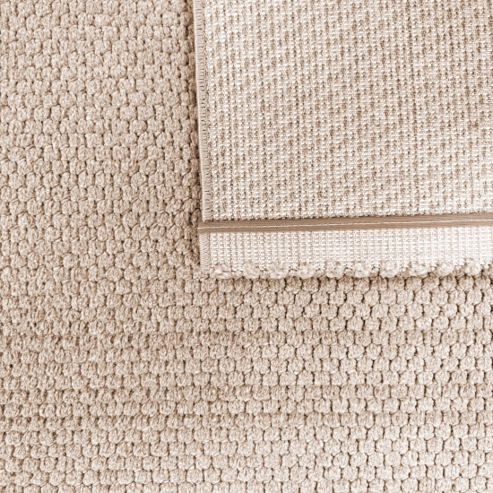 Wohnzimmerteppich beige in moderner Schlingenoptik strapazierfähig wohnlich