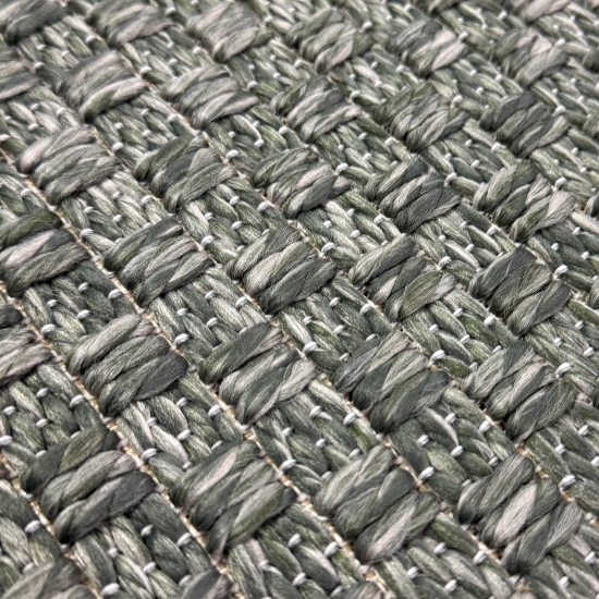 Preview: Teppich Grün Flechtoptik Strapazierfähig Indoor Outdoor