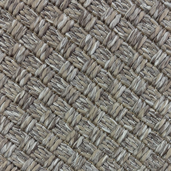 Preview: Teppich Taupe Flechtoptik Strapazierfähig Für Balkon Terrasse